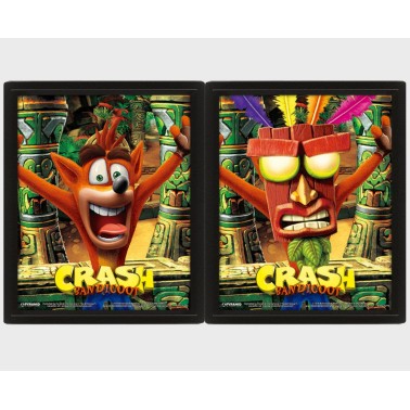 CRASH BANDICOOT - Mask Power Up - Quadro Lenticolare 3D Doppia Immagine