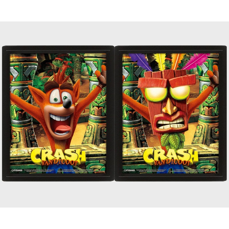 CRASH BANDICOOT - Mask Power Up - Quadro Lenticolare 3D Doppia Immagine